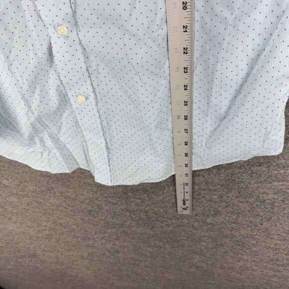 Croft & Barrow Shirt Men 16 Blue Polka Dot Button Up Collared Long Sleeve Cotton - Picture 6 of 7